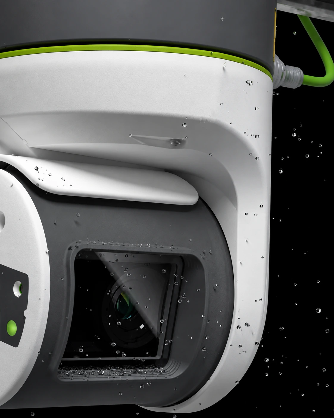 Close-up of a rugged engineered camera enclosure
